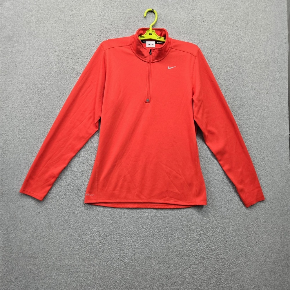 Nike Men Sweatshirt M Red Quarter Zip Dri-Fit Activewear Zipper Logo 1/4